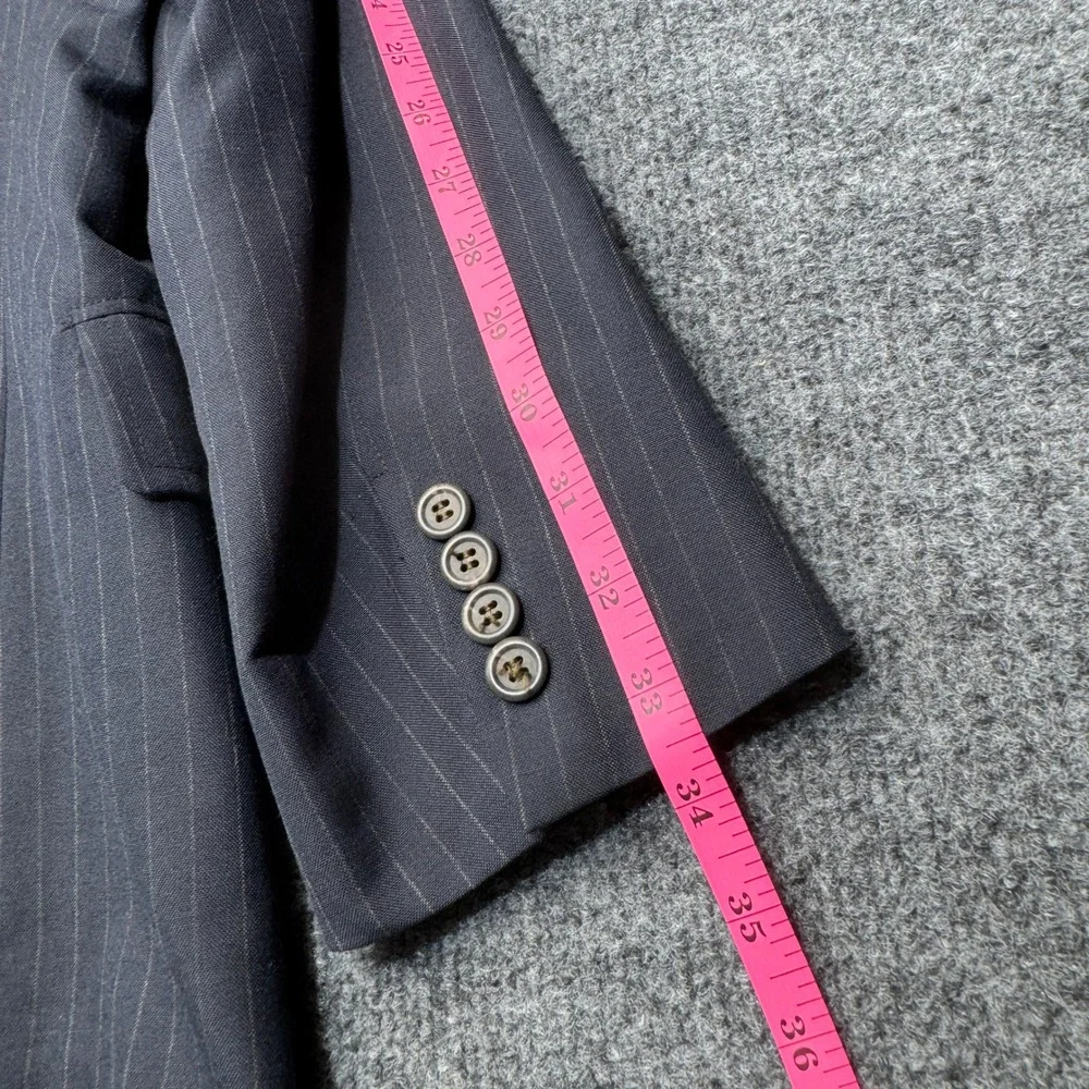 Polo University Ralph Lauren Blazer Mens 40R Navy Blue Pinstripe Wool Sport Coat